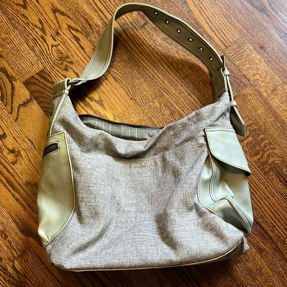 Matt & Nat Vintage Mint Green/Grey Vegan Leather Recycled Purse EUC